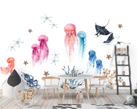 Jellyfish Wall Decal for kids room, sea life  wall stickers for nursery OCEAN Life