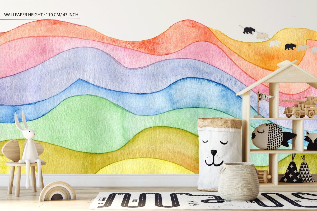 Rainbow Wallpaper peel&stick ECO Textile Wallpaper Fairytale Wallpaper