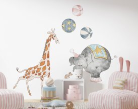 Elephant, Giraffe and Mouse Circus Wall Decals