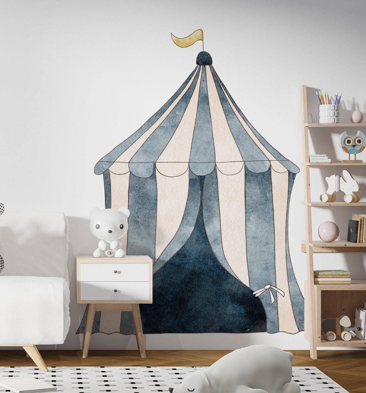 Circus Tent Wall Decal for Nursery | Circus Wall Decal | Reusable ECO sticker | OiLANDIA