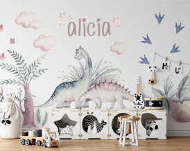 Wall Decal Jurassic Park with DINOSAURS with Personalised Name or Headline for Kids room