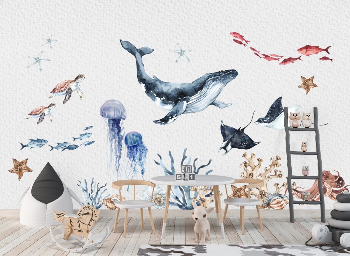 Sea World Ocean Wall Decal for kids room peel and stick