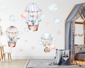 Wall Decal for kids with Magic Air balloons with Elephant, Crocodile, Bear from ECO STICKER 